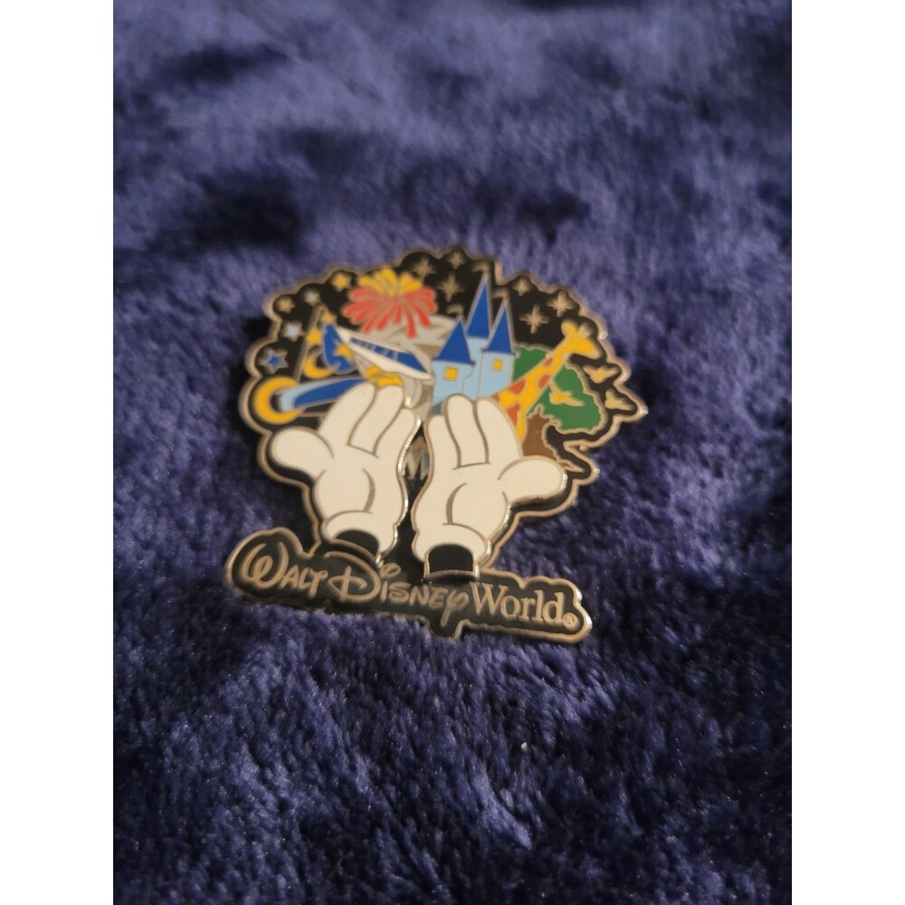 Disney Mickey Mouse 4 Park Icons Mickey Hands 3D Pin #69939 OE WDW